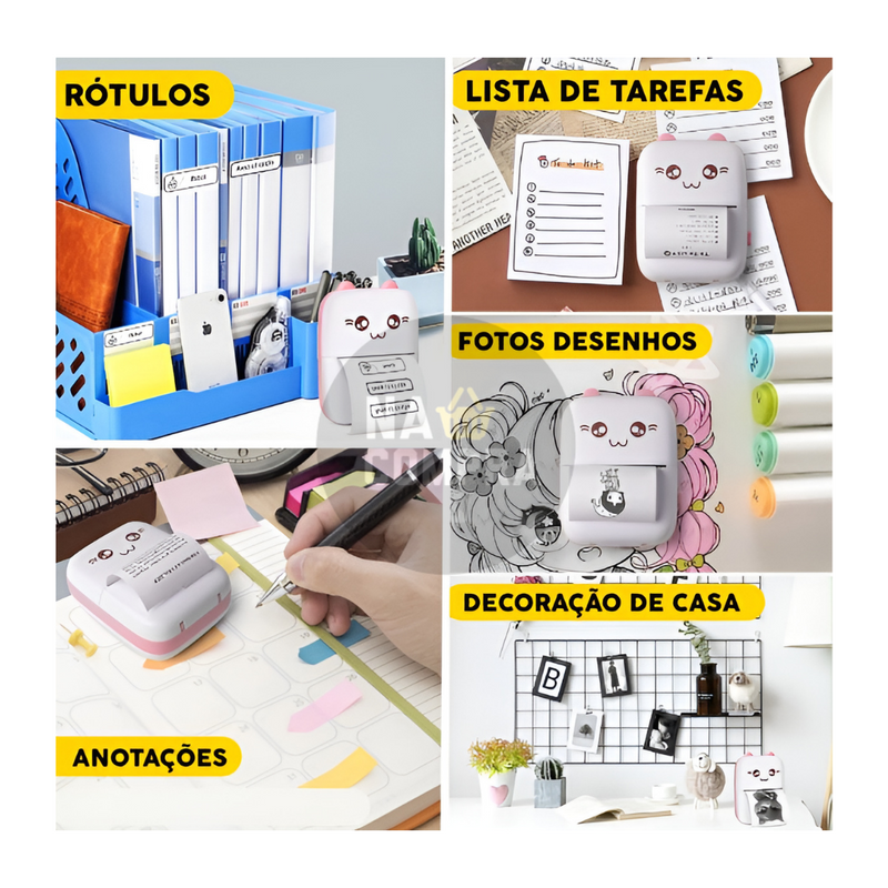 Kit 3 Bobina Rolo De Papel Térmico Adesivo 57*30mm Rosa Para Mini Impressora Portátil De Gatinho