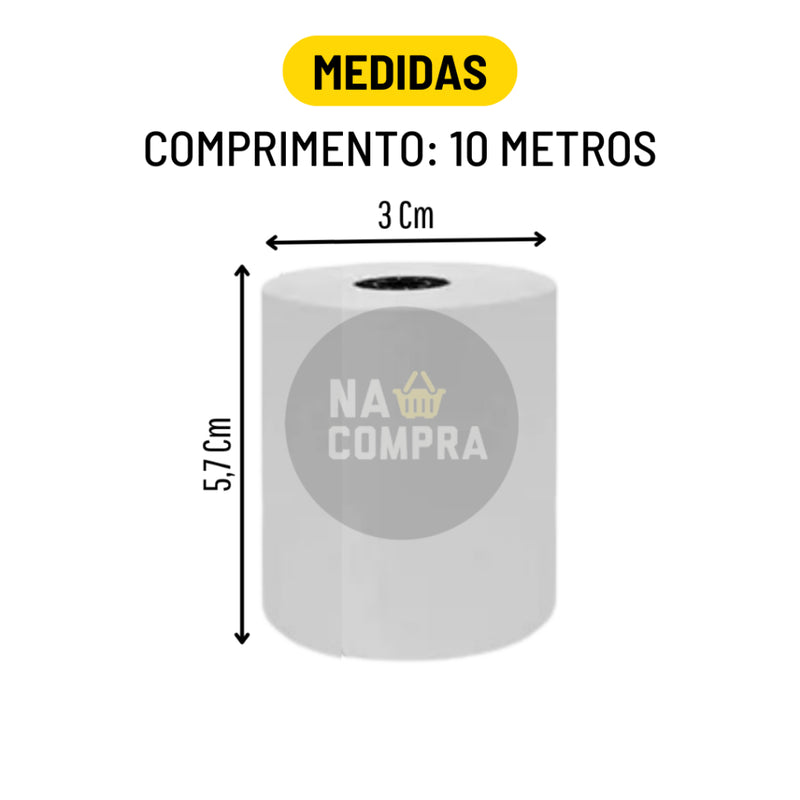 Kit 5 Bobina Térmica 57x30mm Não Adesivo Branco Rolo Para Mini Impressora Portátil